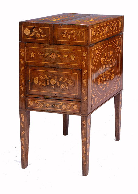 Appraisal: A TH CENTURY DUTCH MAHOGANY AND FLORAL MARQUETRY WASH STAND