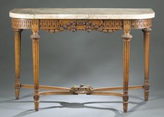 Appraisal: Pair of French neoclassical tables w marble to Neo-classical style