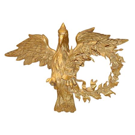 Appraisal: Gilt-Wood Figure of an Eagle with a Wreath Estimate nbsp