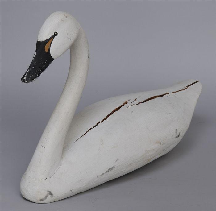 Appraisal: PAINTED WOOD FIGURE OF A GOOSE Approx x in