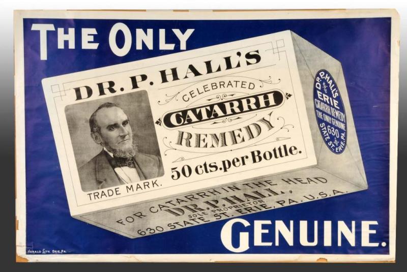 Appraisal: Paper Dr Hall's Remedy Poster Description Nicely graphic featuring the