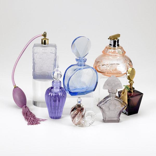 Appraisal: GLASS PERFUMES Group of seven includes Van Der Mark with