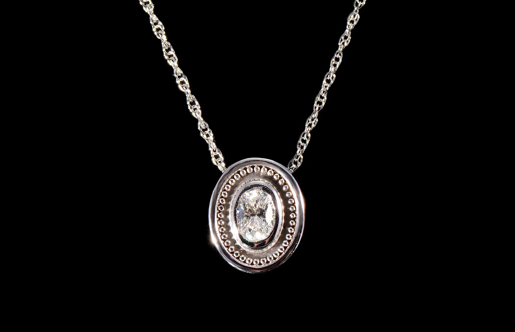 Appraisal: K DIAMOND SOLITAIRE PENDANT NECKLACE K white gold pendant centers