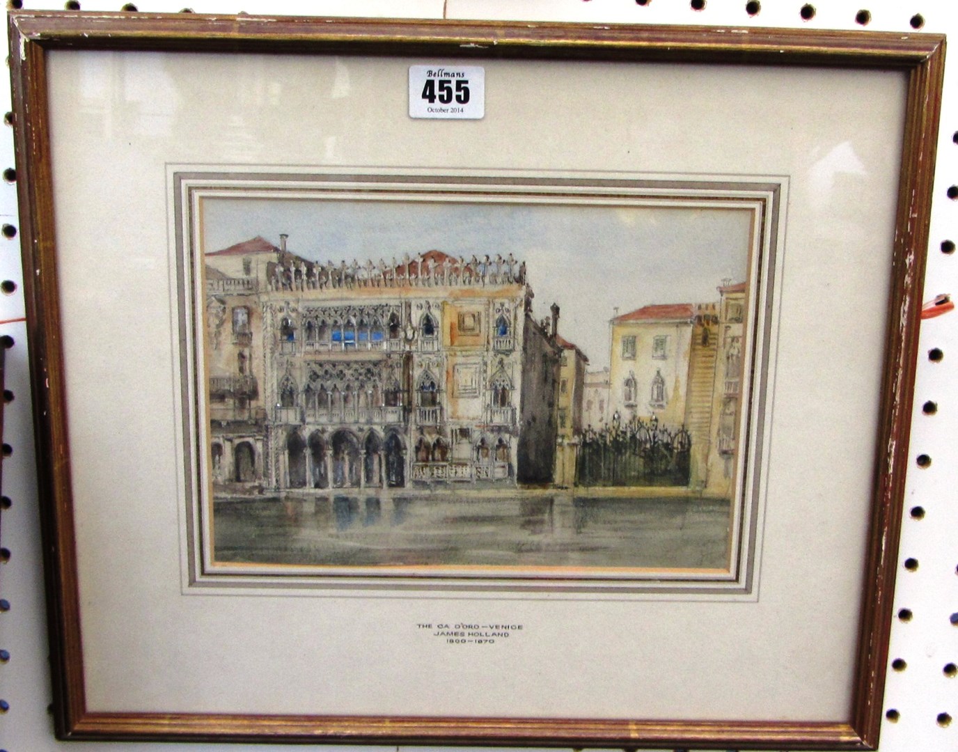 Appraisal: James Holland - Ca D'oro Venice watercolour cm x cm