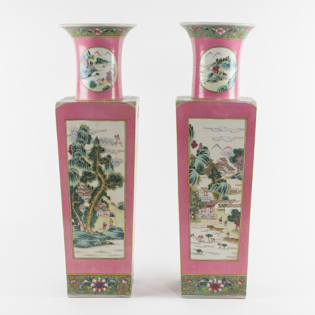 Appraisal: PAIR OF CHINESE FAMILLE ROSE VASES Pair of Chinese famille