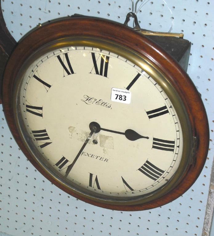 Appraisal: Mahogany single fusee convex dial wall clock signed Henry Ellis