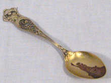 Appraisal: A matt silver gilt spoon with an engraved picture of