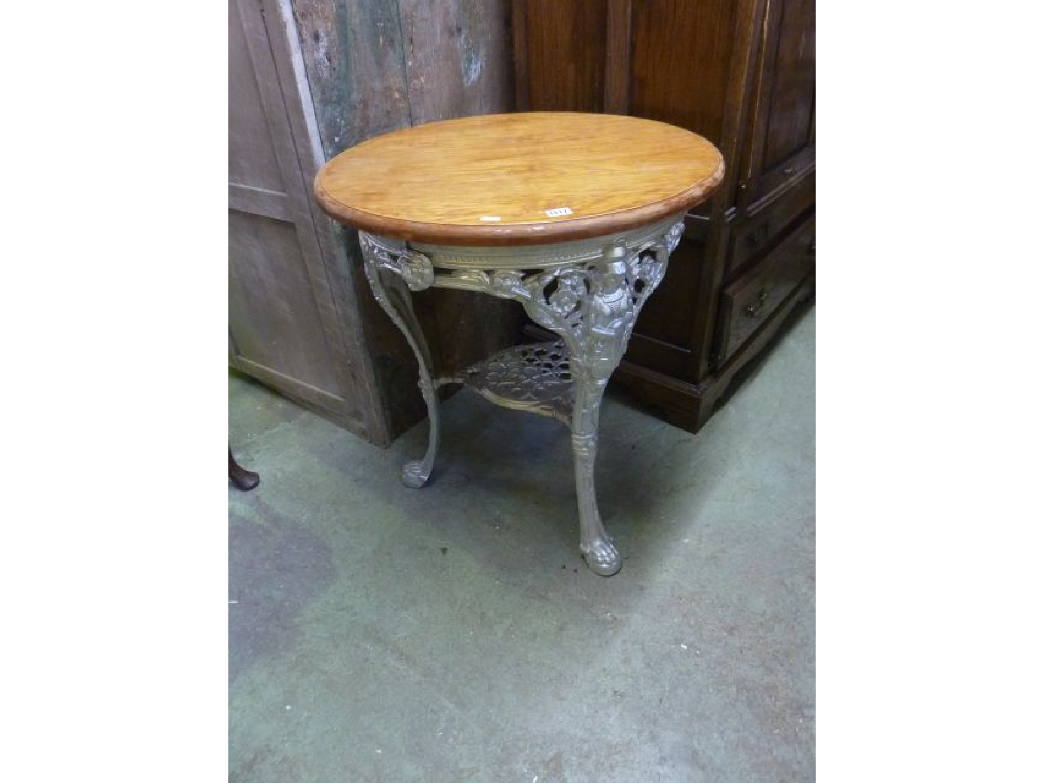 Appraisal: A Victorian cast iron Britannia head pub table with later