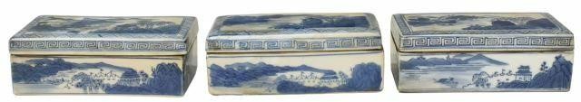 Appraisal: lot of Chinese blue and white porcelain lidded boxes rectangular