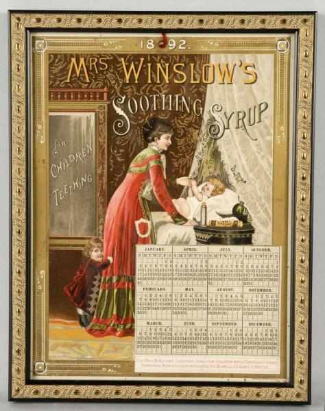 Appraisal: Mrs Winslow's Soothing Syrup Calendar Description Cardboard calendar with nice