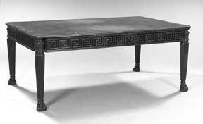 Appraisal: Regency-Style Mahogany Writing Table the rounded rectangular top inset with