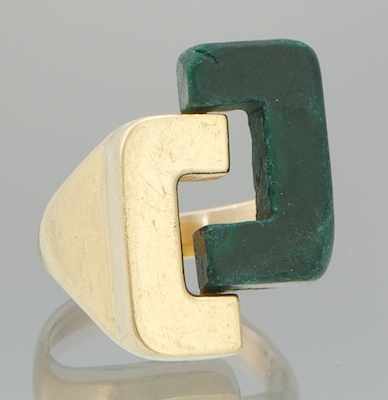 Appraisal: A Gentleman's Malachite and Gold Ring Tested k yellow gold