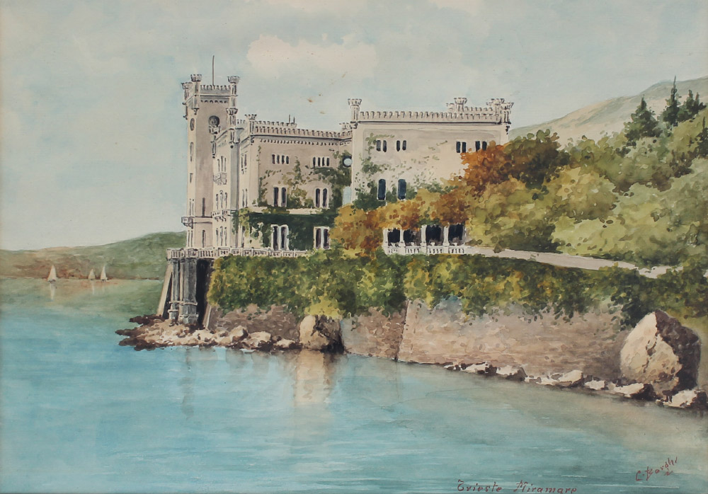 Appraisal: ITALIAN SCHOOL PAINTING TRIESTE ''Trieste Miramare'' Watercolor and Ink on