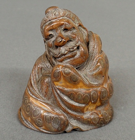 Appraisal: - Finely carved bamboo figure of a robed man th