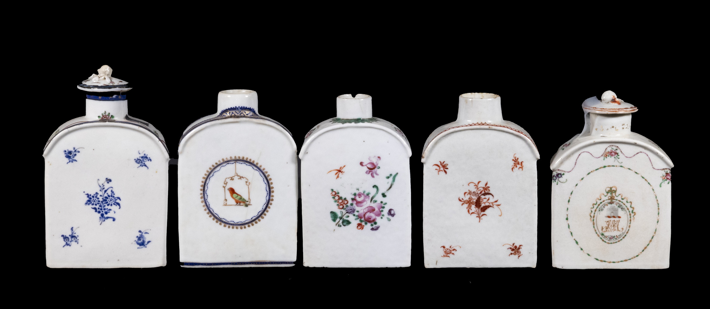 Appraisal: CHINESE EXPORT PORCELAIN TEA CADDIES Collection of Late th c