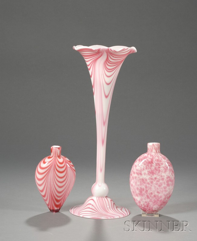 Appraisal: Three Nailsea-type Blown Glass Items England mid- th century each