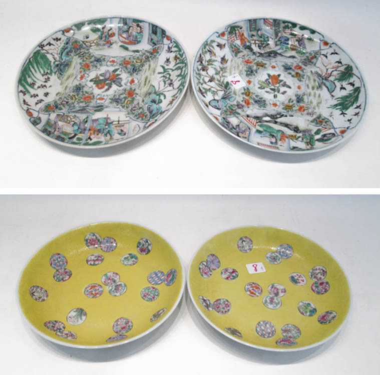 Appraisal: TWO PAIR OF CHINESE PORCELAIN PLATES one pair with scattered