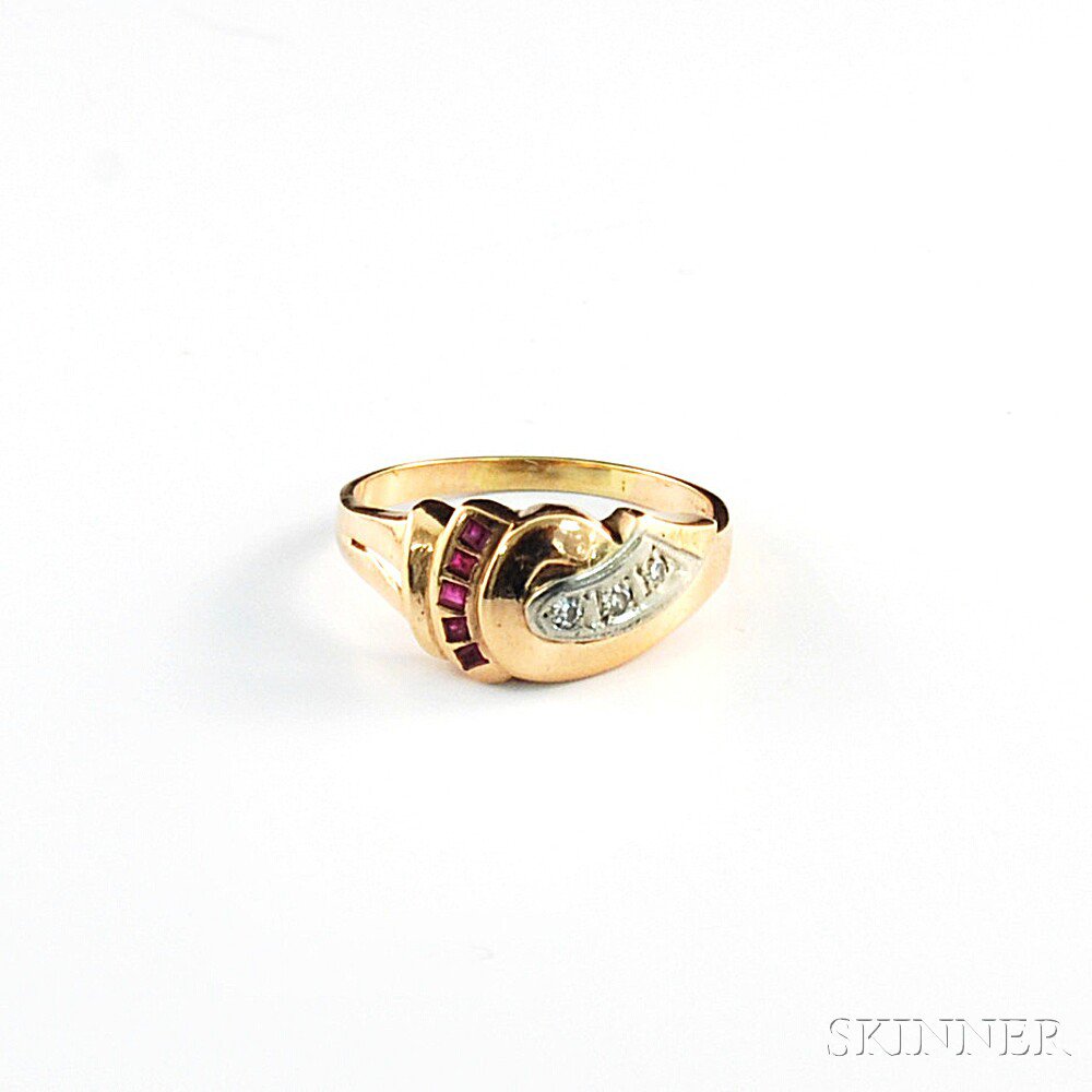 Appraisal: Retro kt Rose Gold Ruby and Diamond Ring size total