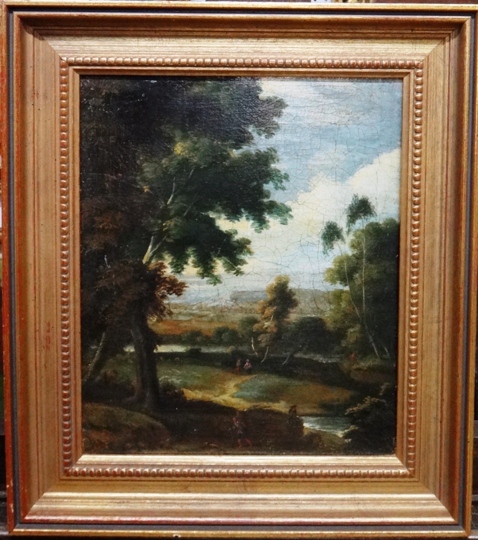 Appraisal: Continental school c Classical landscape oil on canvas cm x