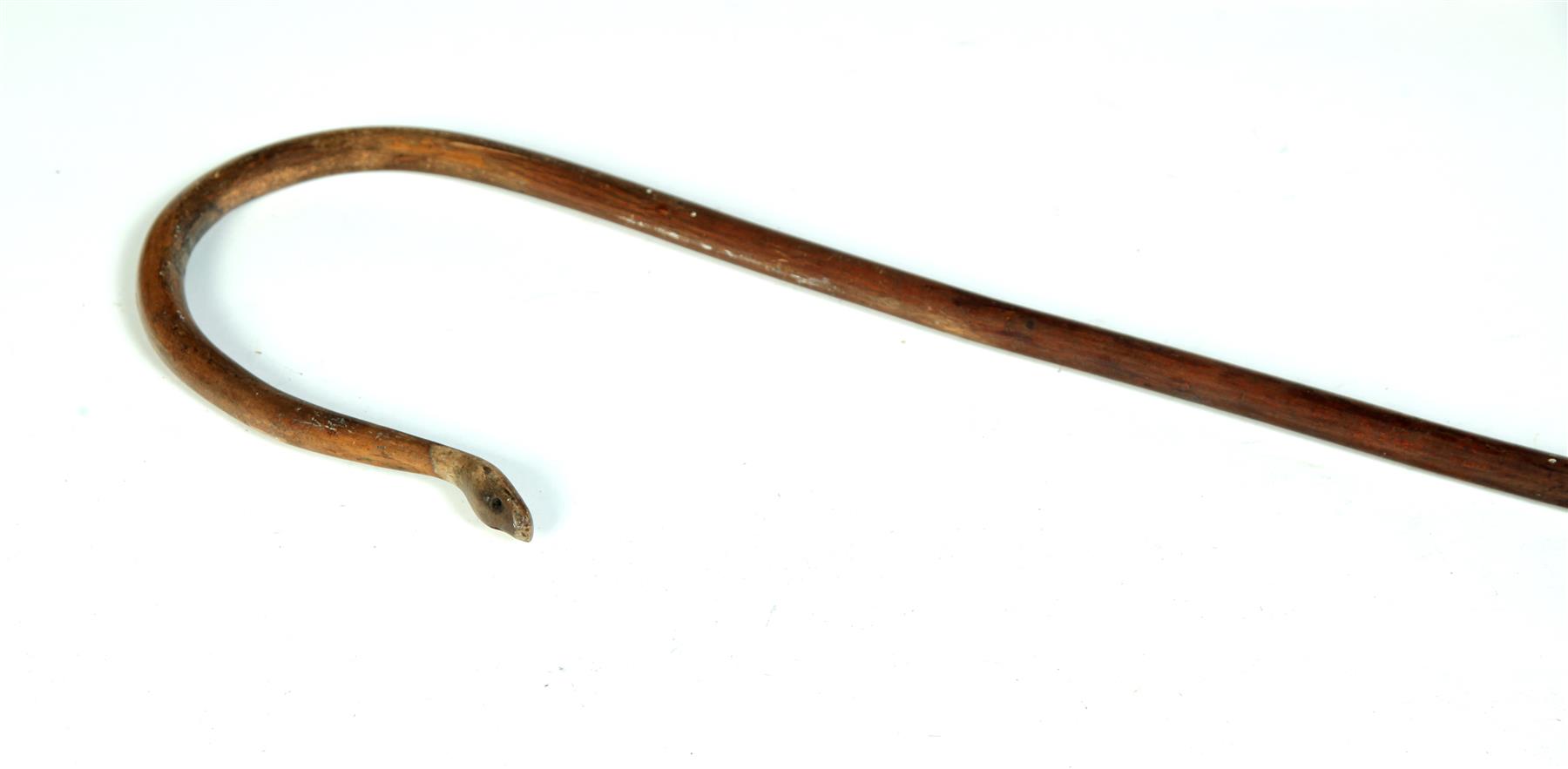 Appraisal: CARVED SNAKE CANE American st quarter- th century Shaped from