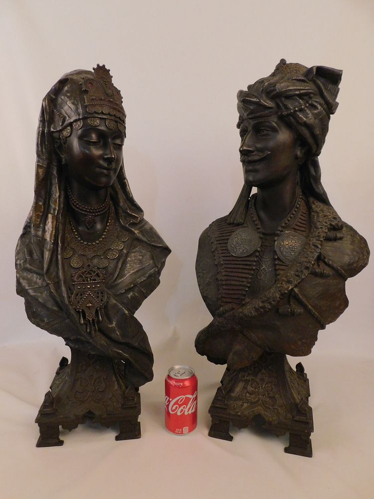 Appraisal: PR LARGE ANTIQUE SPELTER BUSTS Pair of large Victorian spelter