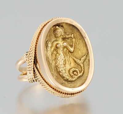 Appraisal: A Ladies' Gold Intaglio Ring k yellow gold ring with