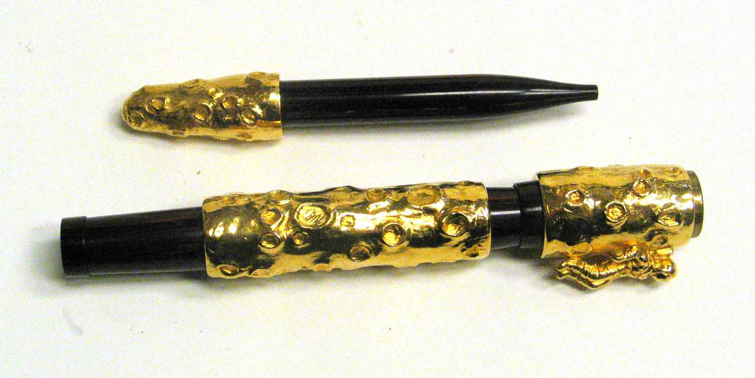 Appraisal: MICHEL AUDIARD Moon Fountain Pen Gold The acclaimed artist and