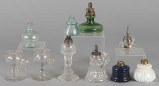 Appraisal: Ten assorted glass fluid lamps