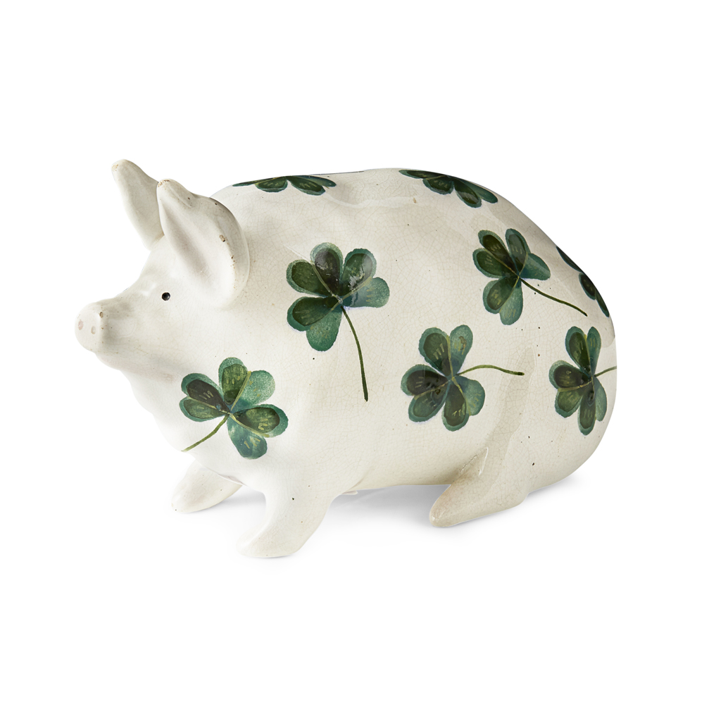 Appraisal: A SMALL WEMYSS WARE PIG 'SHAMROCKS' PATTERN CIRCA impressed maker's