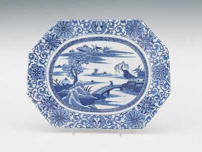 Appraisal: Chinese Export Blue and White Porcelain Plate Unmarked the octagonal