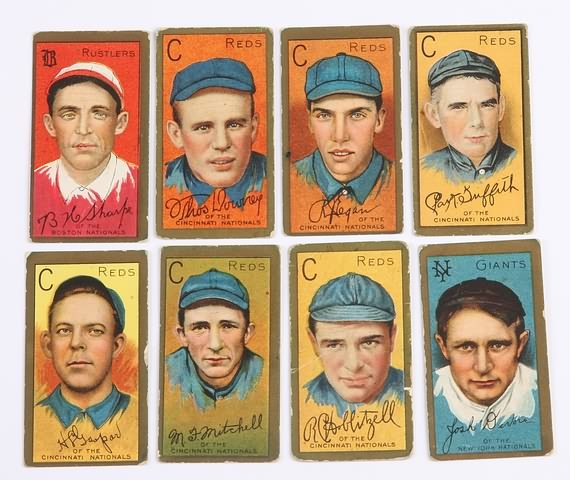 Appraisal: Grouping of eight T- baseball cards Cards include Richard J