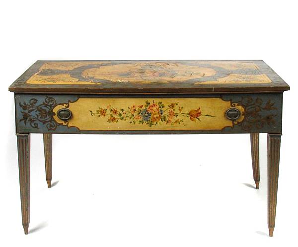 Appraisal: An Italian Neoclassical style paint decorated side table height in