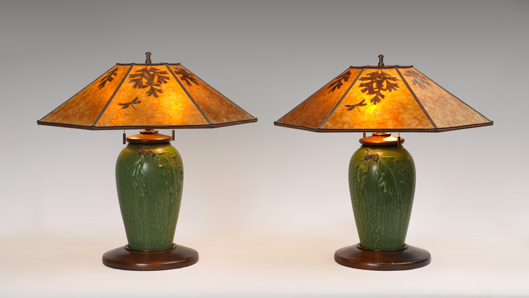 Appraisal: PAIR OF WILLIAM MORRIS STUDIO LAMPS Arts Crafts style pottery