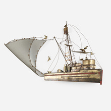 Appraisal: C Jer Fishing Boat wall sculpture USA c patinated and