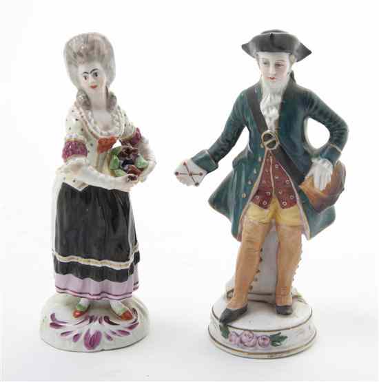 Appraisal: Two Continental Porcelain Figures one depicting a maiden holding a