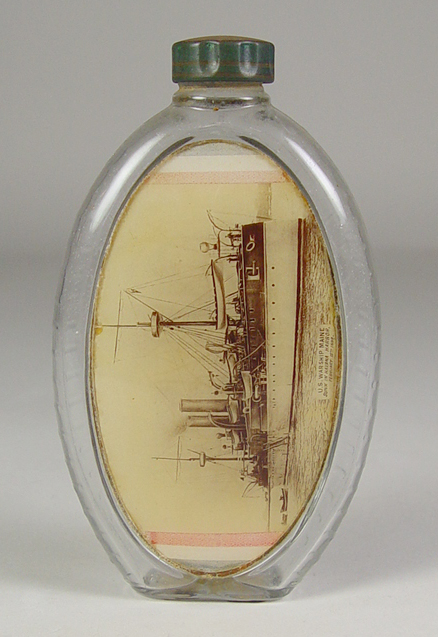 Appraisal: Label Under Glass Flask Label with photograph of the US