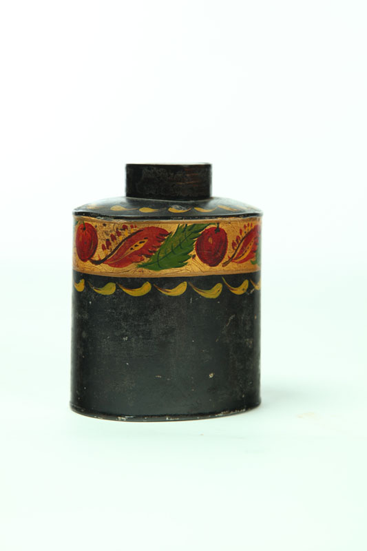 Appraisal: TOLE TEA CADDY American nd quarter- th century Original black