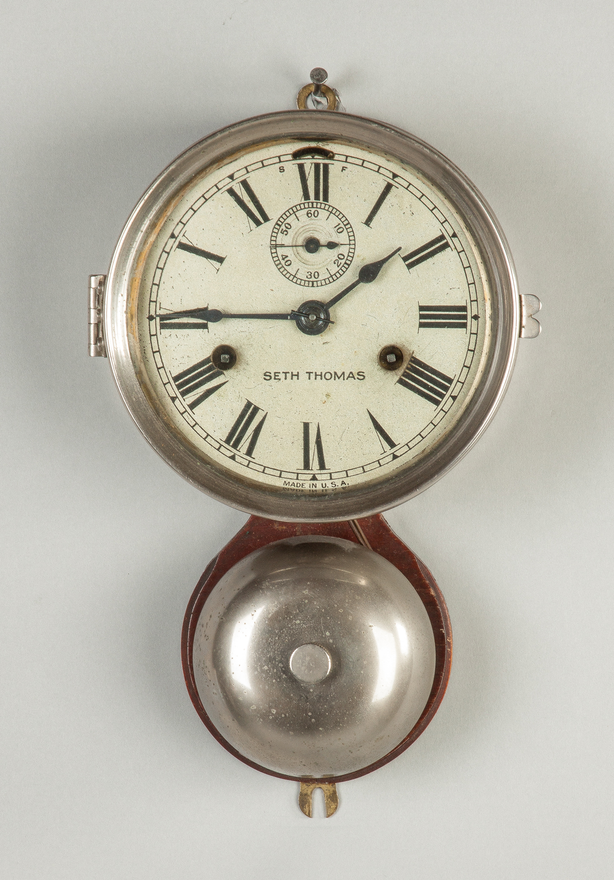 Appraisal: Seth Thomas Ship's Clock Nickel plated case Original silvered metal