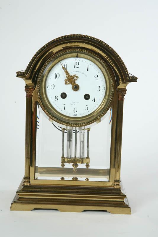 Appraisal: FRENCH MANTLE CLOCK Cased in brass with a faux mercury