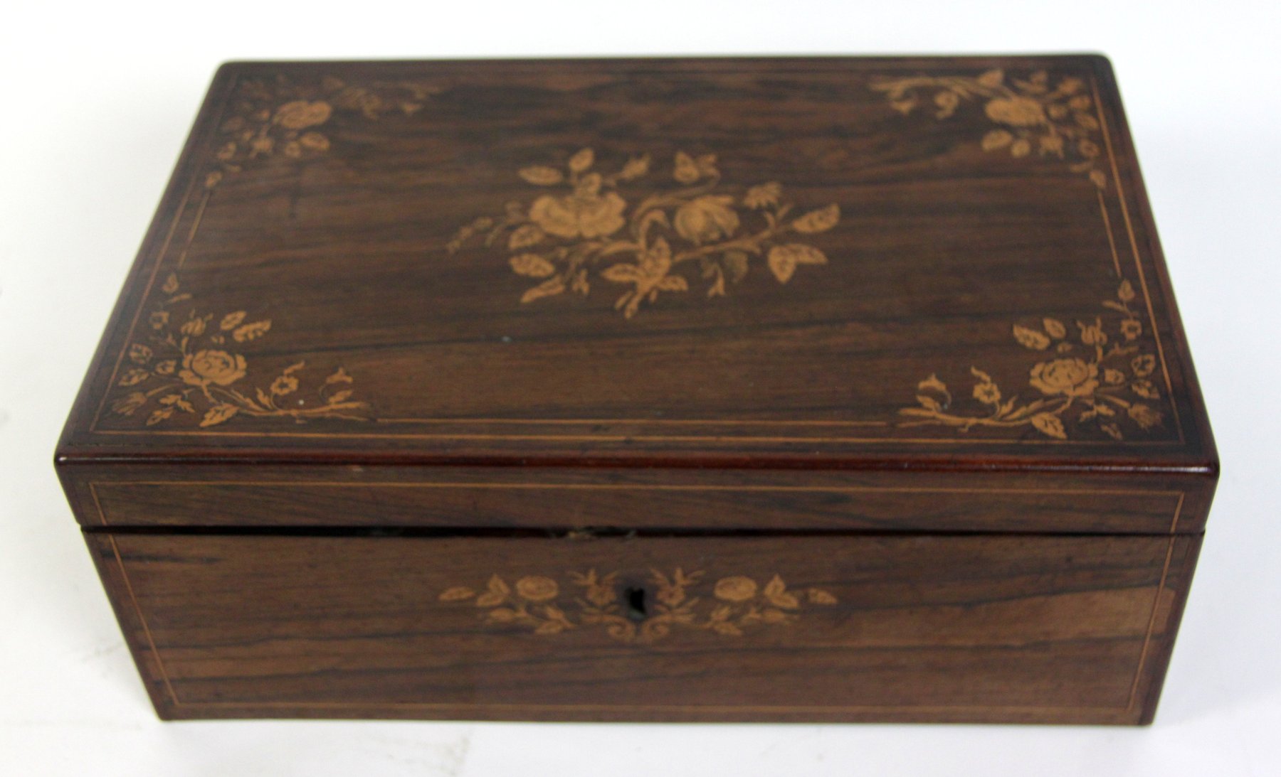 Appraisal: A th Century sewing box inlaid with marquetry flowers cm