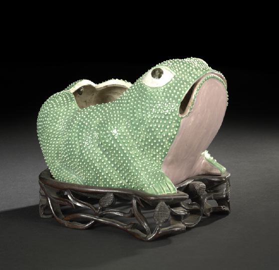 Appraisal: Chinese Molded Porcelain Frog Planter second half th century the