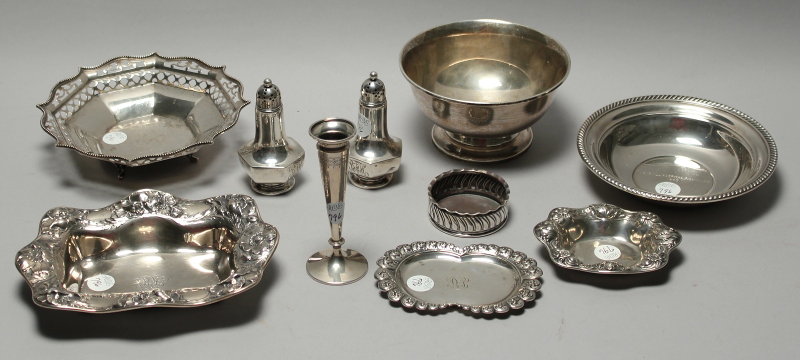 Appraisal: TEN PIECES OF STERLING SILVER HOLLOWWARE By various makers Consists