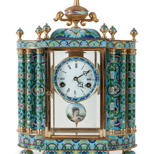 Appraisal: A Chinese Export Cloisonn Enamel Mantel Clock th Century with