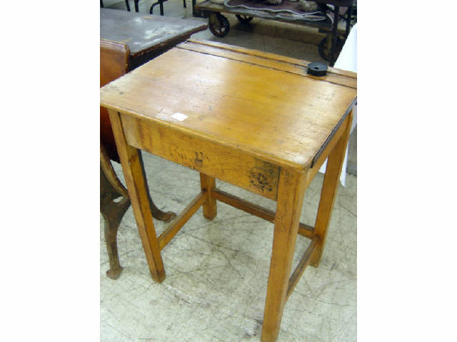 Appraisal: SCHOOL DESK W GLASS BAKELITE INKWELL