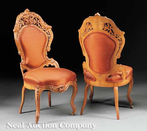 Appraisal: A Pair of American Rococo Carved and Laminated Rosewood Side