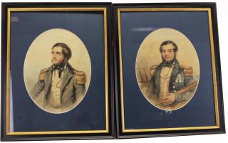 Appraisal: Signed th C Oval Portraits of Generals Signed th C