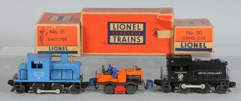 Appraisal: Lot of Lionel Motorized Units in OB Description Post-war Includes