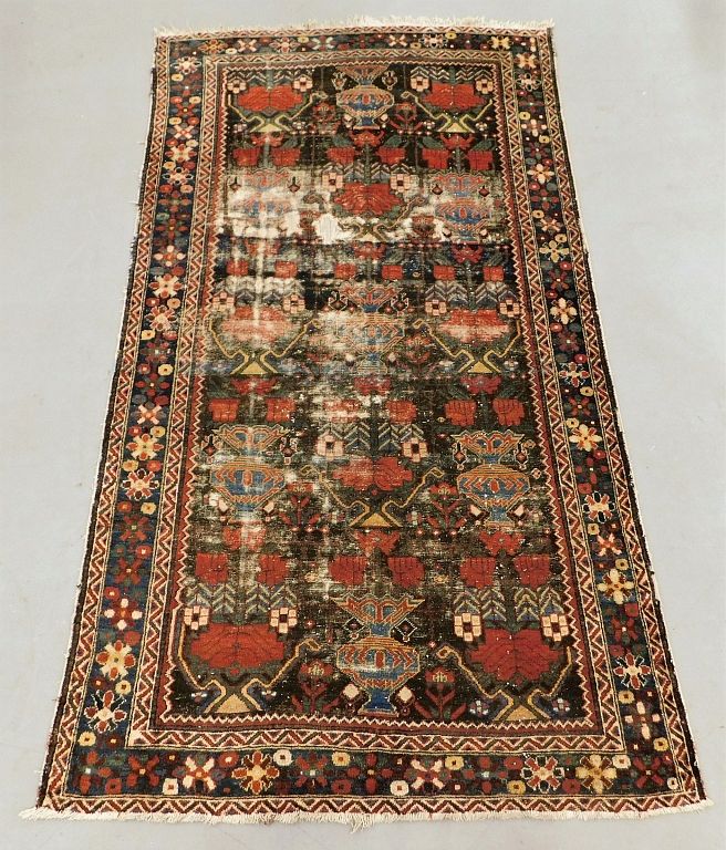 Appraisal: Antique Bakhtiari Figural Rug Middle East Circa Blue and red