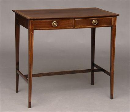 Appraisal: GEORGE III PAINTED SATINWOOD LADY'S WORK TABLE The -drawer superstructure