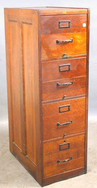 Appraisal: Circa oak Macey four-drawer file cabinet h x x EST